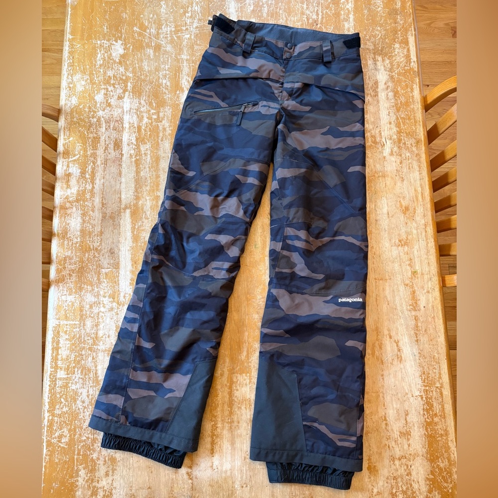 Patagonia Kids Camouflage Snow Pants in Blue and Gray